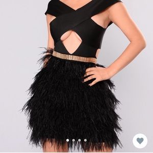 Bandage & feather dress ! Brand new, never worn .